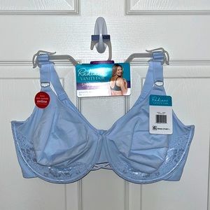 Vanity Fair Radiant Hinting Blue Lace Back Smoothing Bra (42DDD)